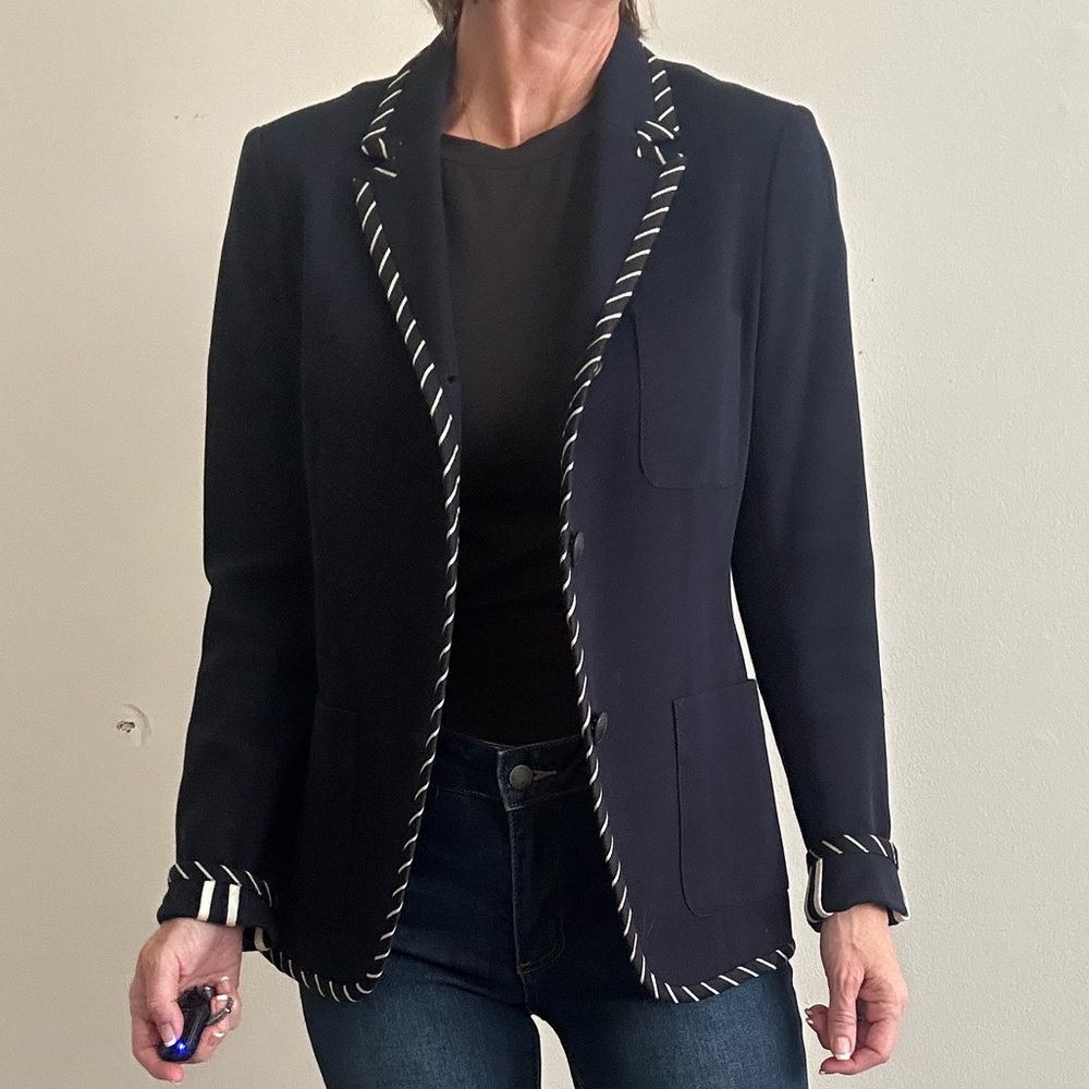 Rag & Bone Navy Blazer with White Trim
